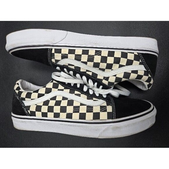 Vans Knu Skool Checkerboard Skate Shoe - Big Kid - Black  Vans Shoes Mens Size 11 Skate Ward Checkered Black White Lace Up